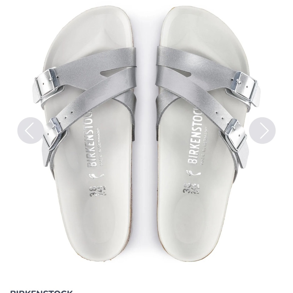 Birkenstock Metallic Silver Sandals in size 40